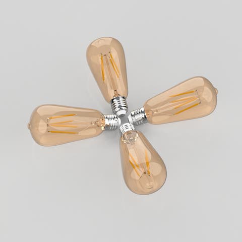 Vintage Non-Dimmable ST58-4W LED Edison Bulbs with E26 Base, 80+ CRI, Warm White 2700K, 350 Lumens, Tinted Amber (Pack of 4)
