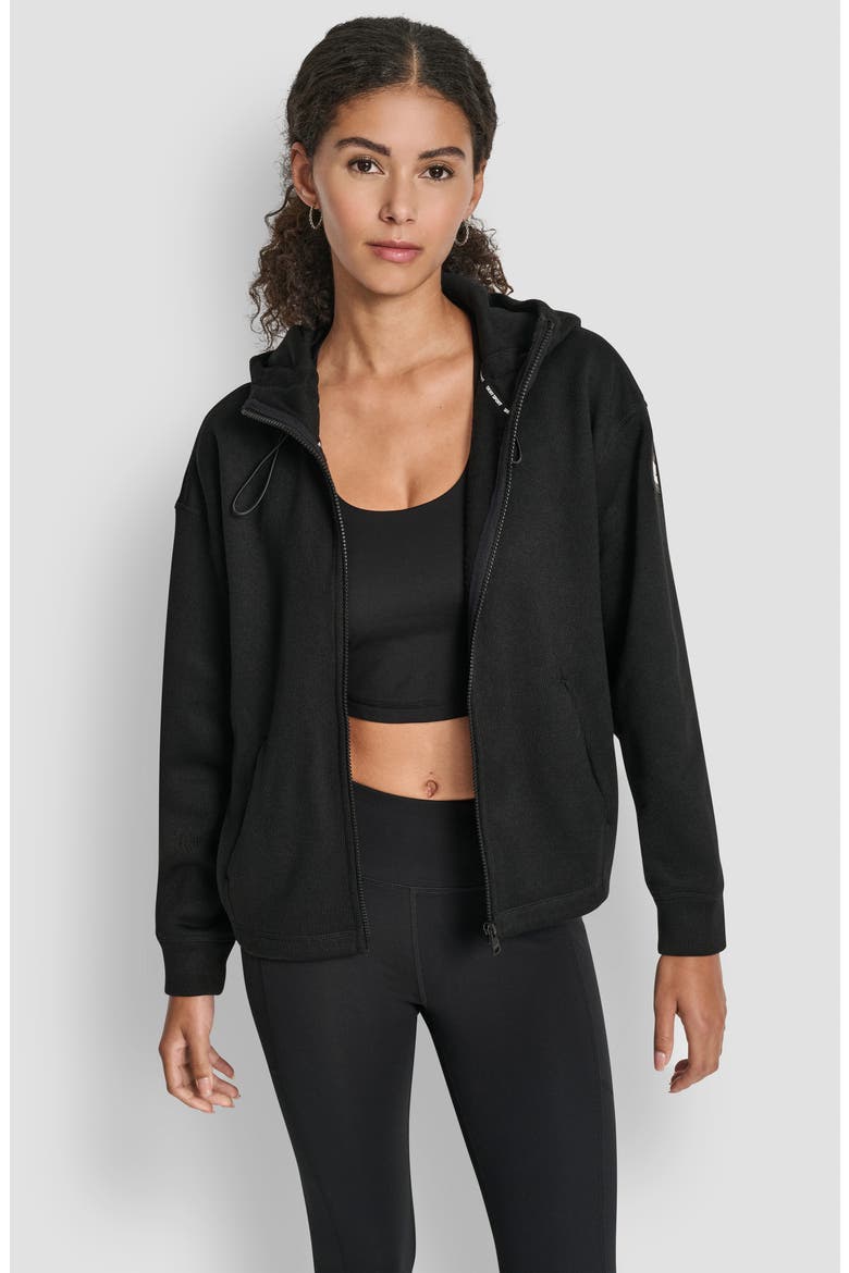 Logo Patch Full Zip Hoodie, Alternate, color, BLACK