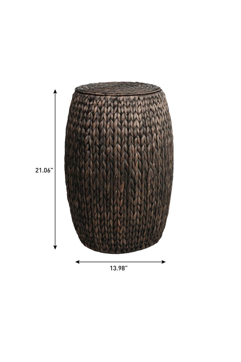 Colt Coastal Bohemian Handwoven Hyacinth Barrel Storage Stool with Lid, Alternate, color, Black