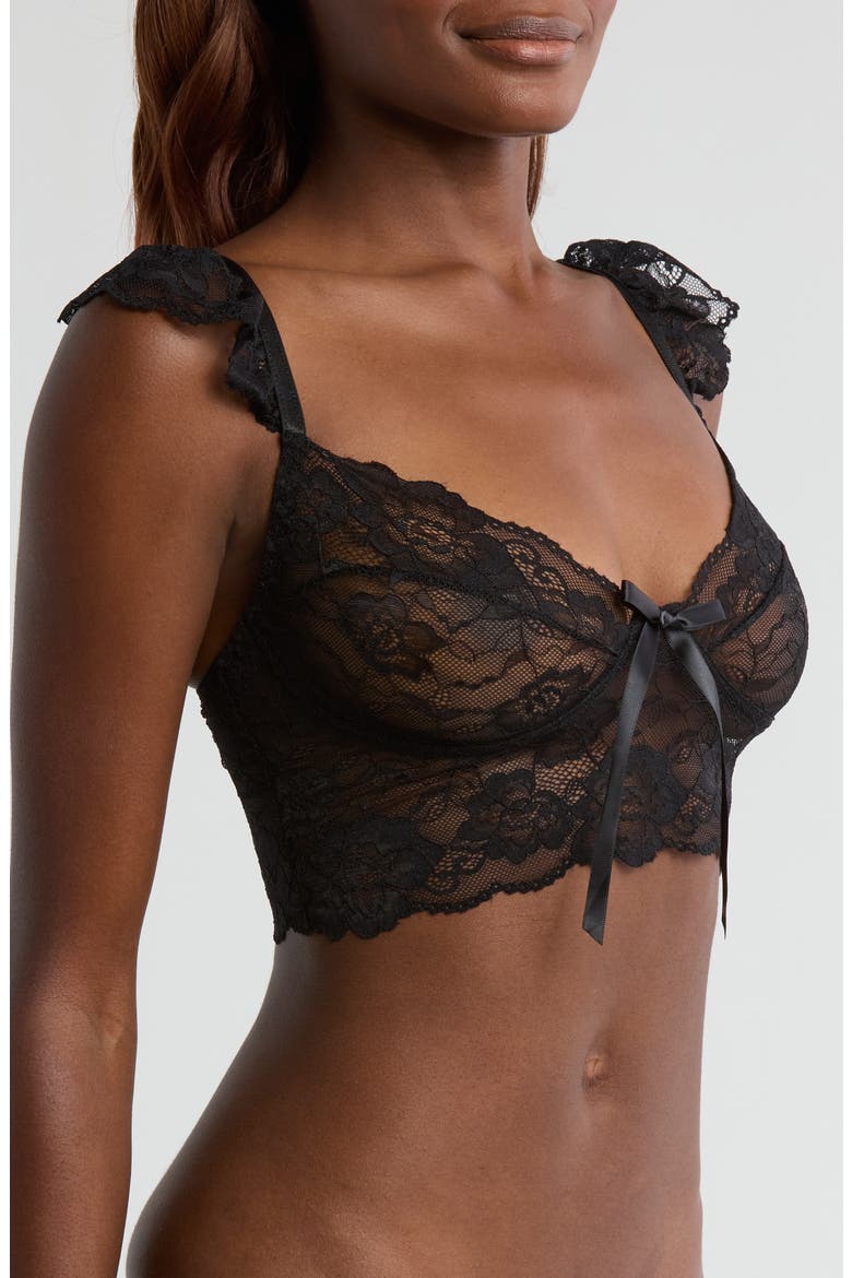 Lace Longline Bralette, Alternate, color, BLACK