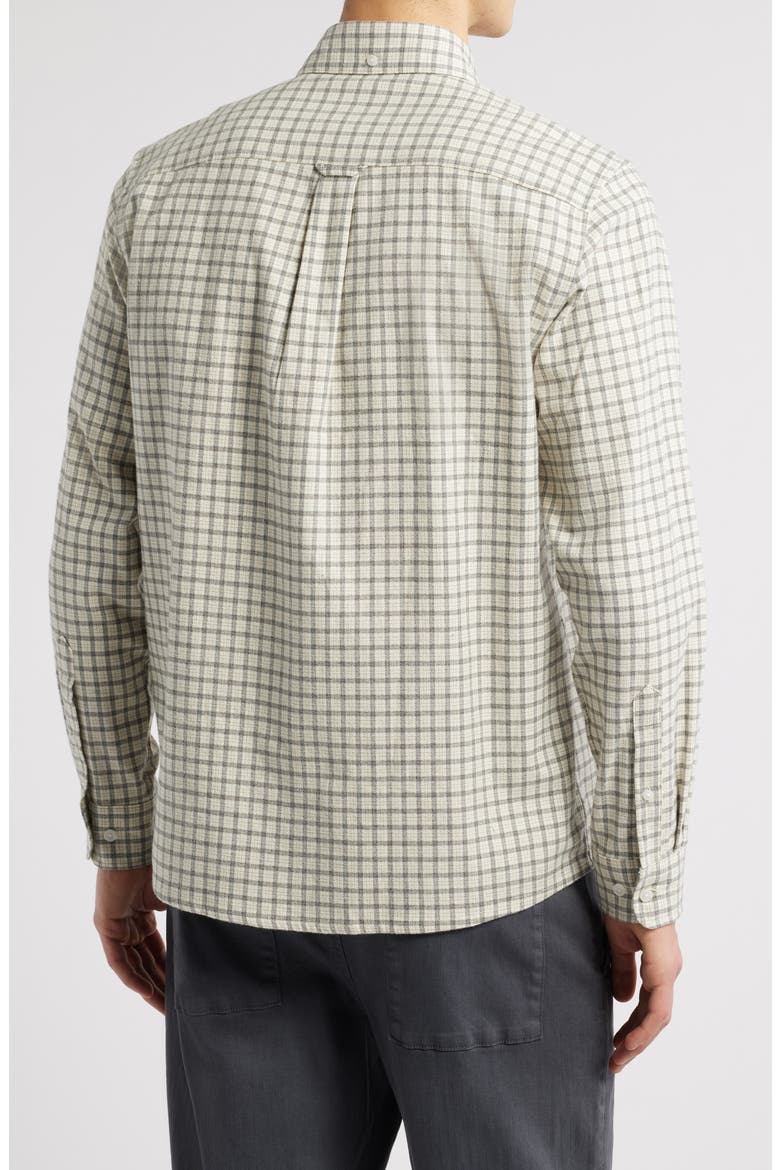 Kent Check Flannel Button-Down Shirt, Alternate, color, IVORY/LIGHT GREY MELANGE