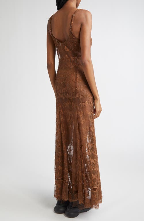 Collina Strada Pamela Sheer Lace Slipdress In Brown