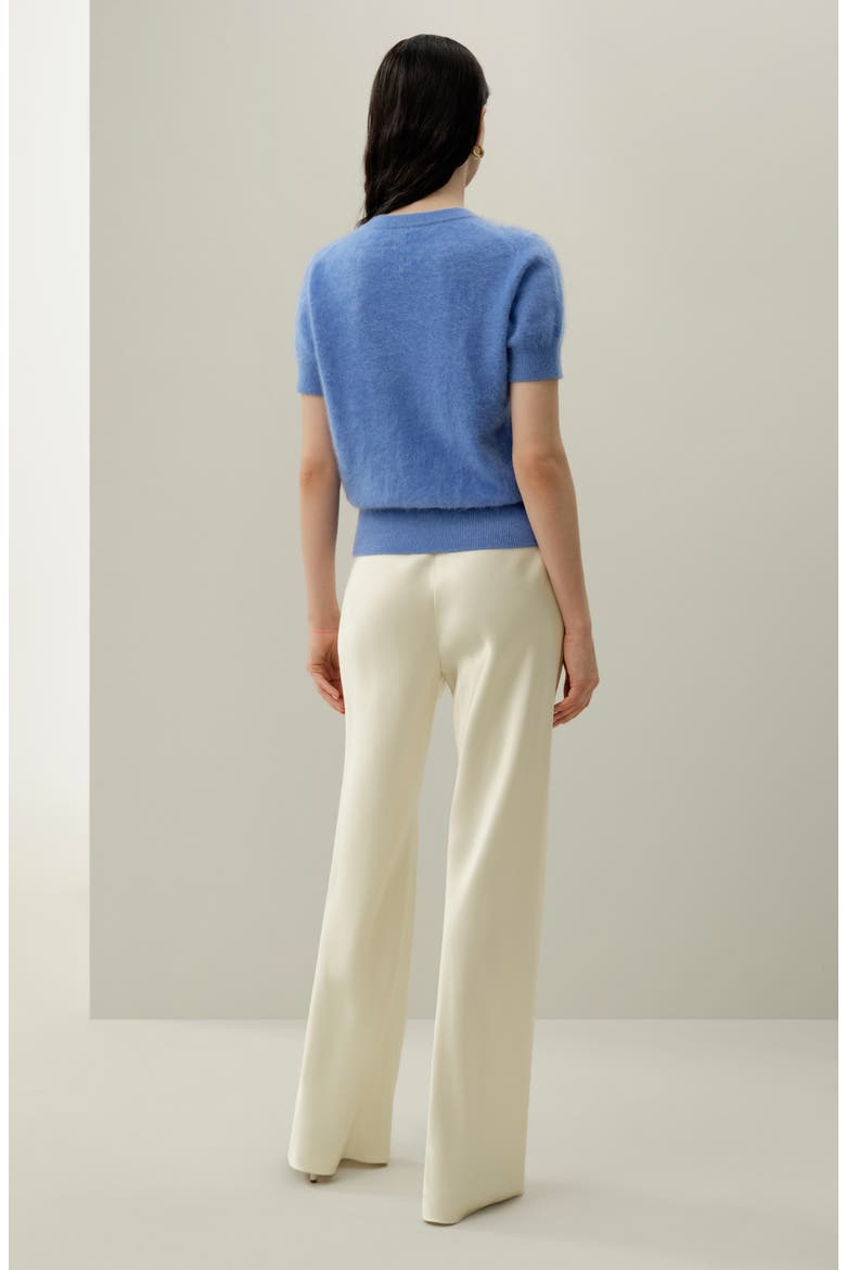 Women's Brushed Cashmere Short-Sleeve Sweater, Alternate, color, Ocean Blue