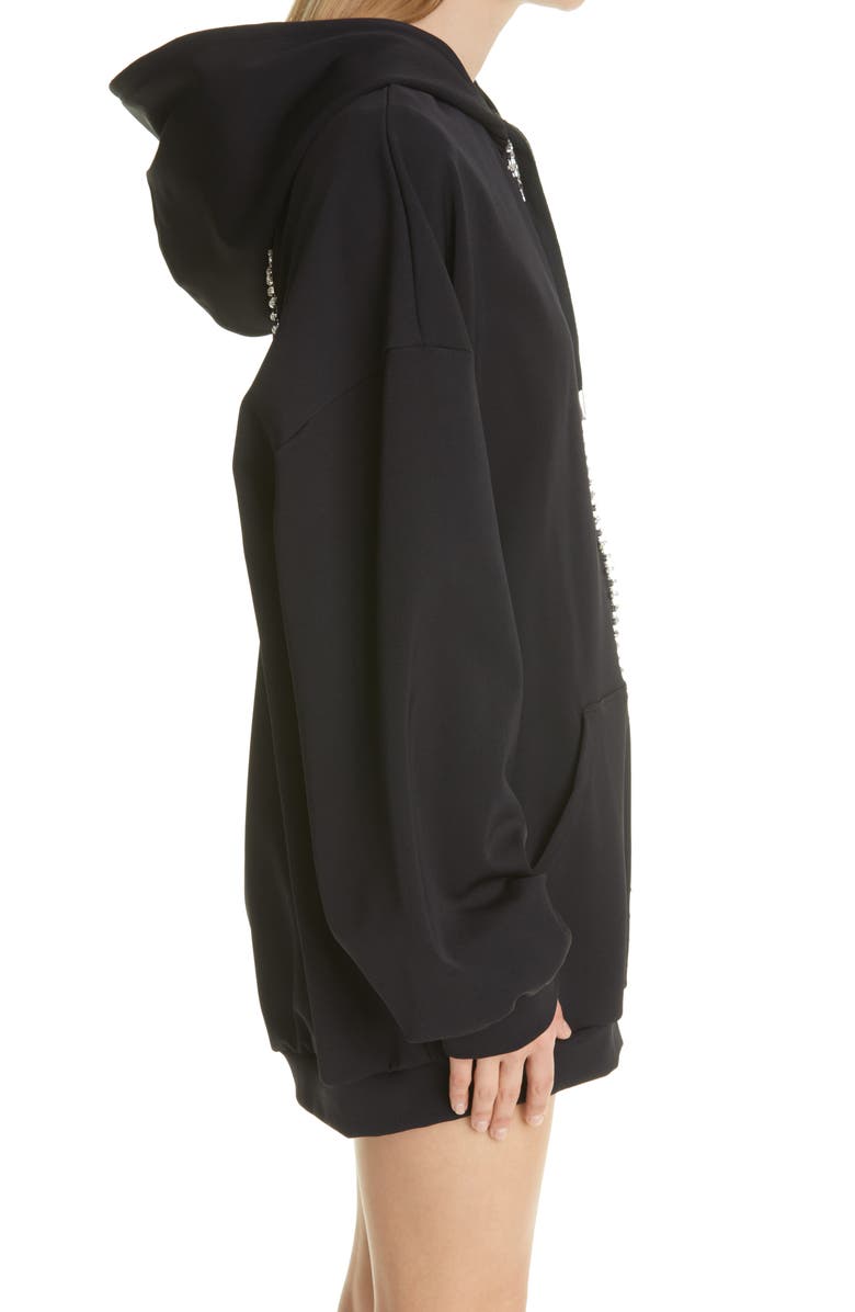 Area Crystal Embellished Heart Cutout Oversize Zip Hoodie, Alternate, color,