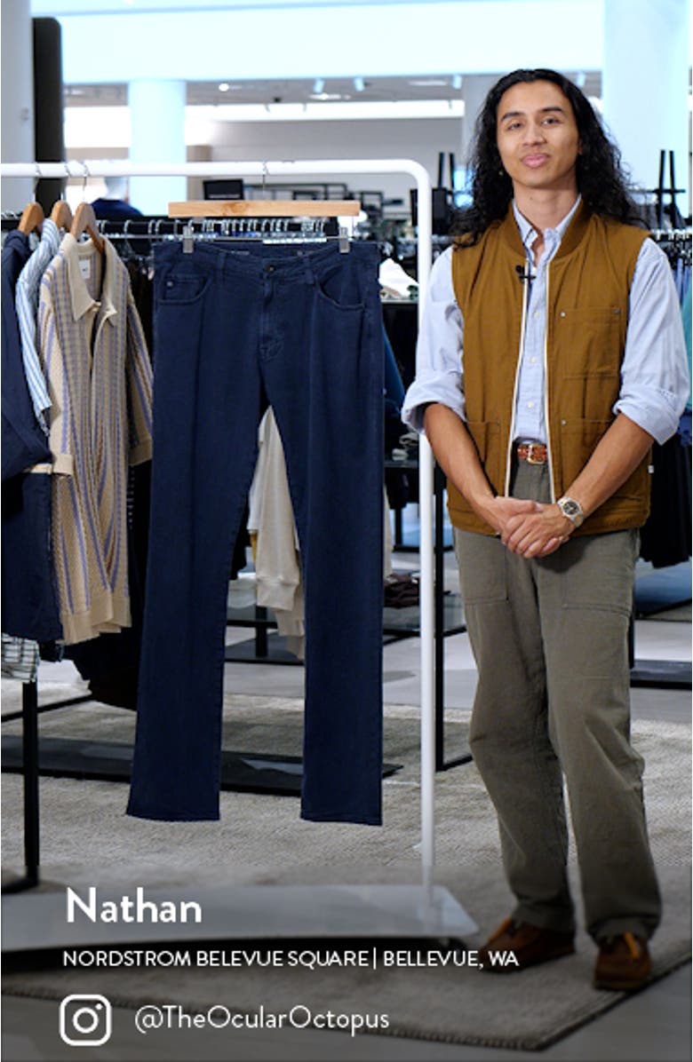 Everett Slim Straight Leg Cotton & Linen Blend Jeans, sales video thumbnail