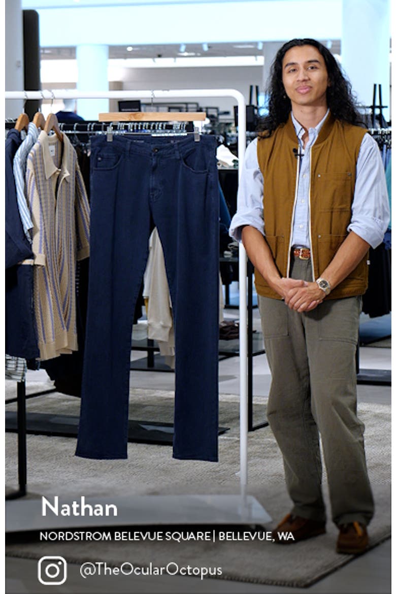 Everett Slim Straight Leg Cotton & Linen Blend Jeans video