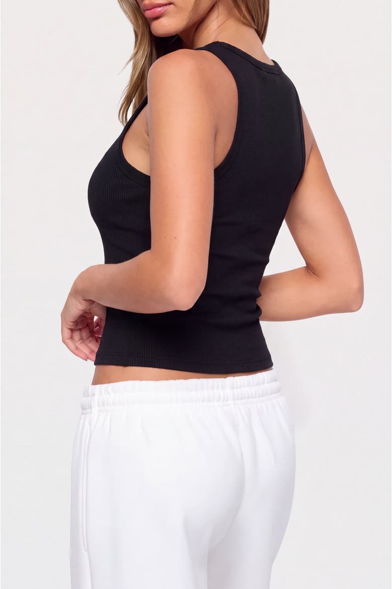 Ribbed Scoop Neck Crop Tank Top, Alternate, color, Black