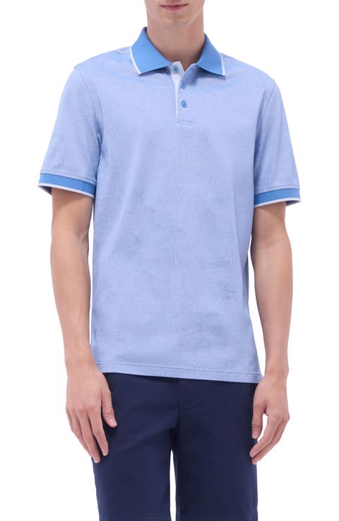 Bird's Eye Leaf Pattern Cotton Polo