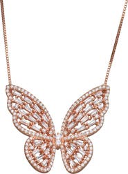 FZN Sterling Silver Cubic Zirconia Butterfly Necklace