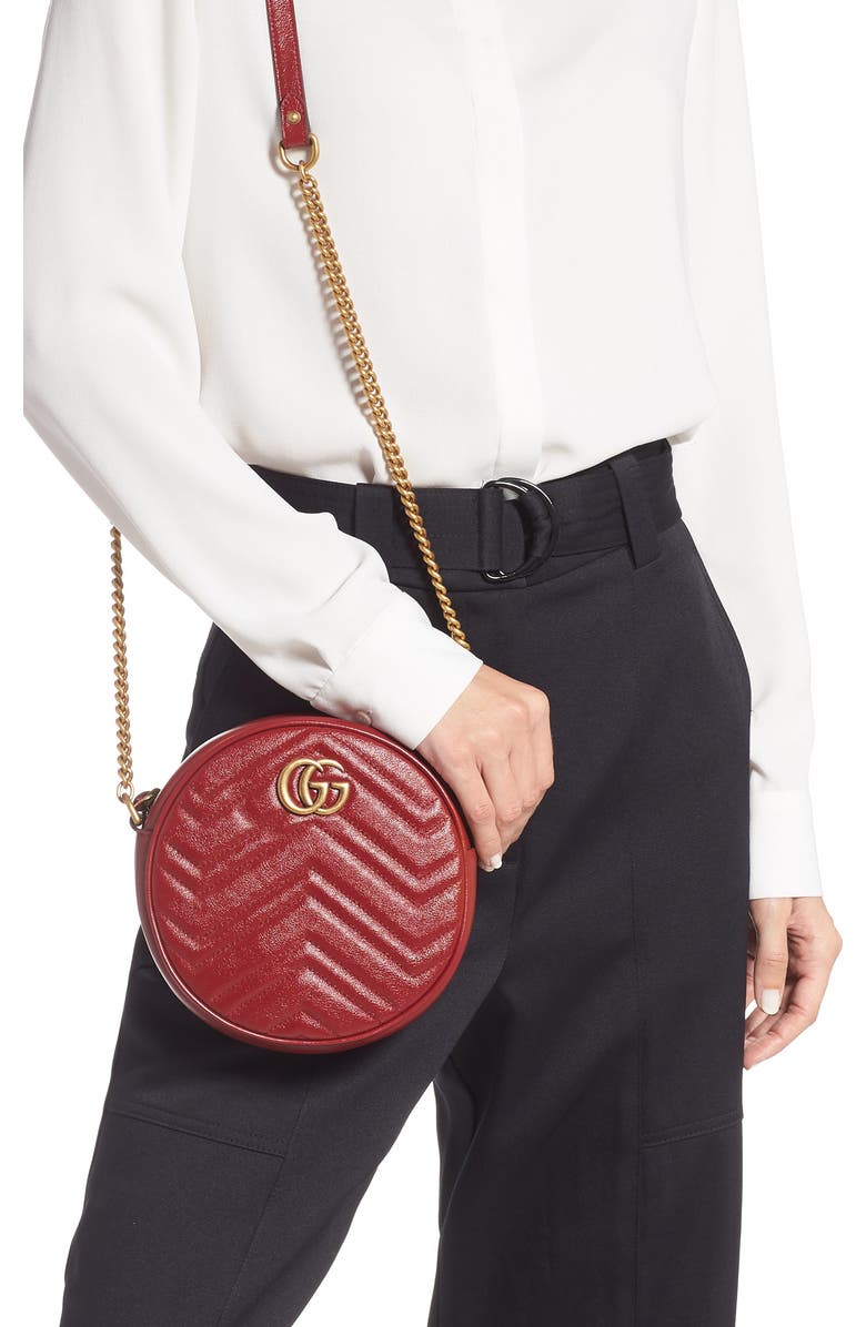 Gucci Mini GG Matelassé Round Leather Shoulder Bag, Alternate, color,