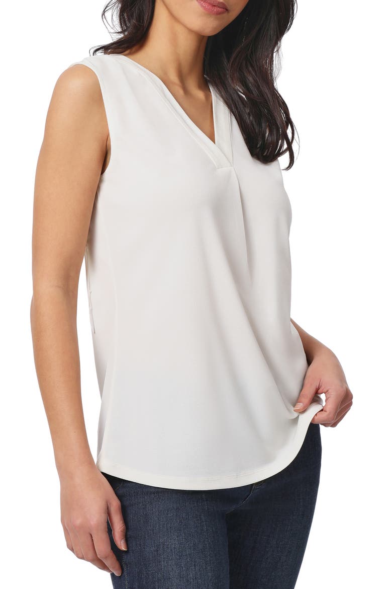 Pleated V-Neck Crepe Tank, Alternate, color, NYC WHITE