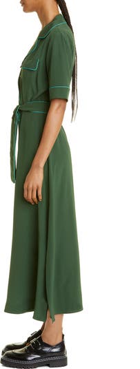 【送料&関税込】Max Mara Bottle Green Silk Africa Dress Max Mara Bottle Green Silk Africa Dress | ModeSens
