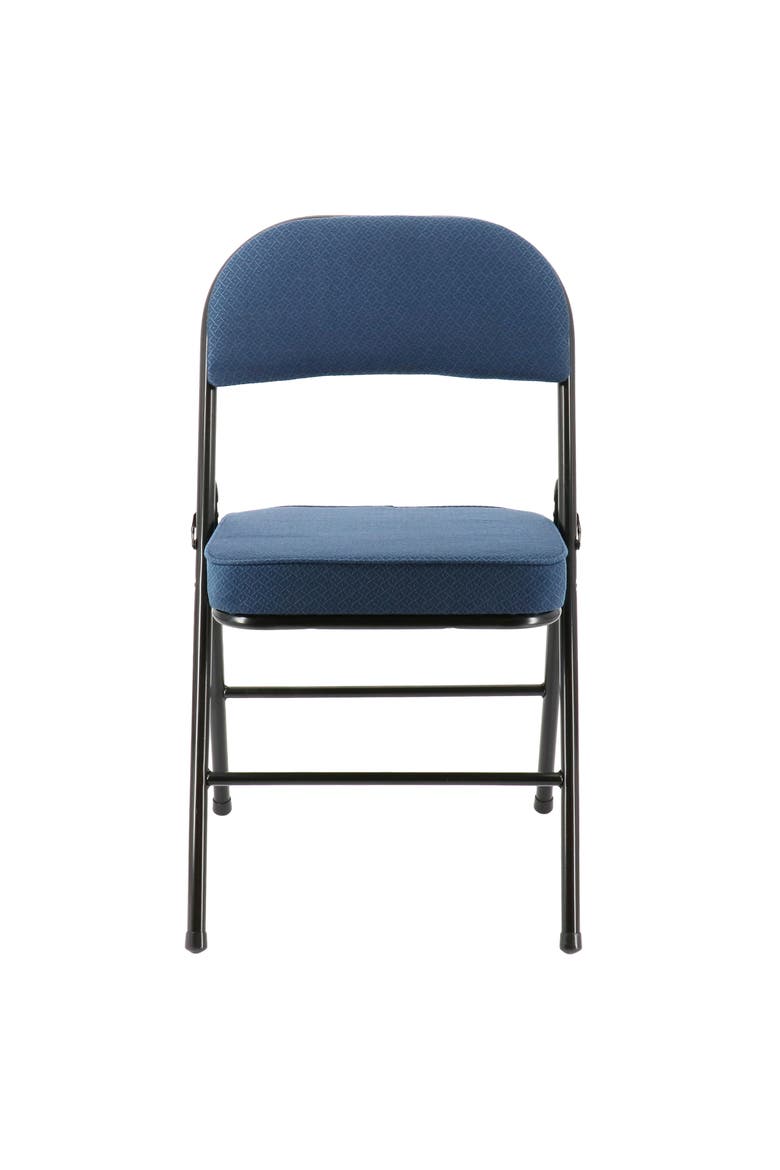 4 Piece Metal Folding Chair with 2.2 Inch Padded Seats, Alternate, color, Dark Blue