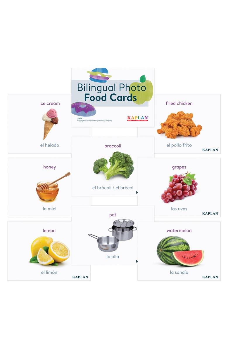 Kaplan Early Learning Company Bilingual Photo Food Cards - 90 Pieces, Main, color, White