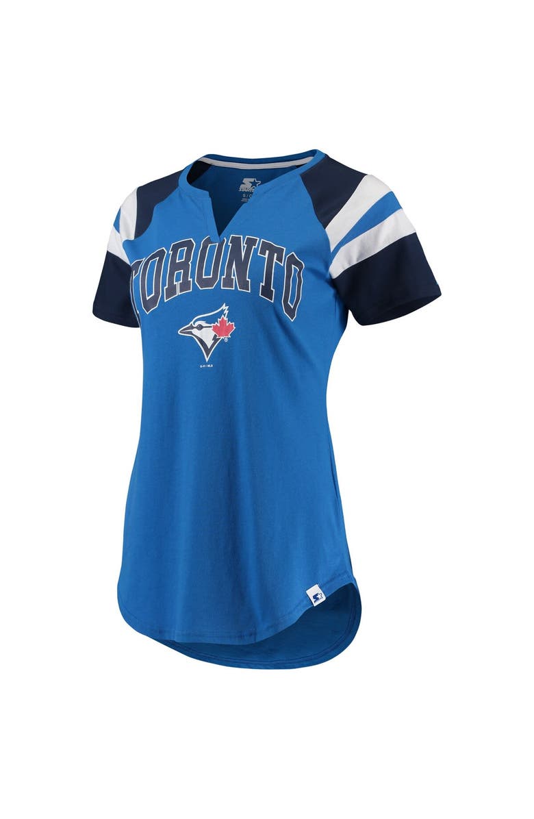 STARTER Women's Starter Royal/Navy Toronto Blue Jays Game On Notch Neck Raglan T-Shirt, Alternate, color,