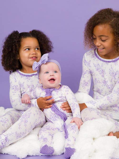 Rufflebutts Softsnooze Girls Ruffle Long Sleeve Pajama Set In Purple