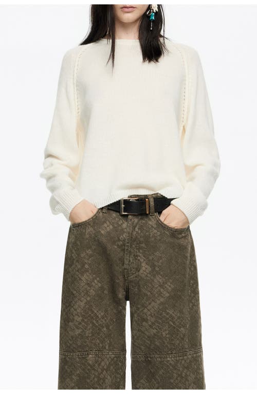Bimba Y Lola Open-knit Wool Sweater In White