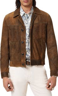 John Varvatos Carson Stud Detail Suede Jacket