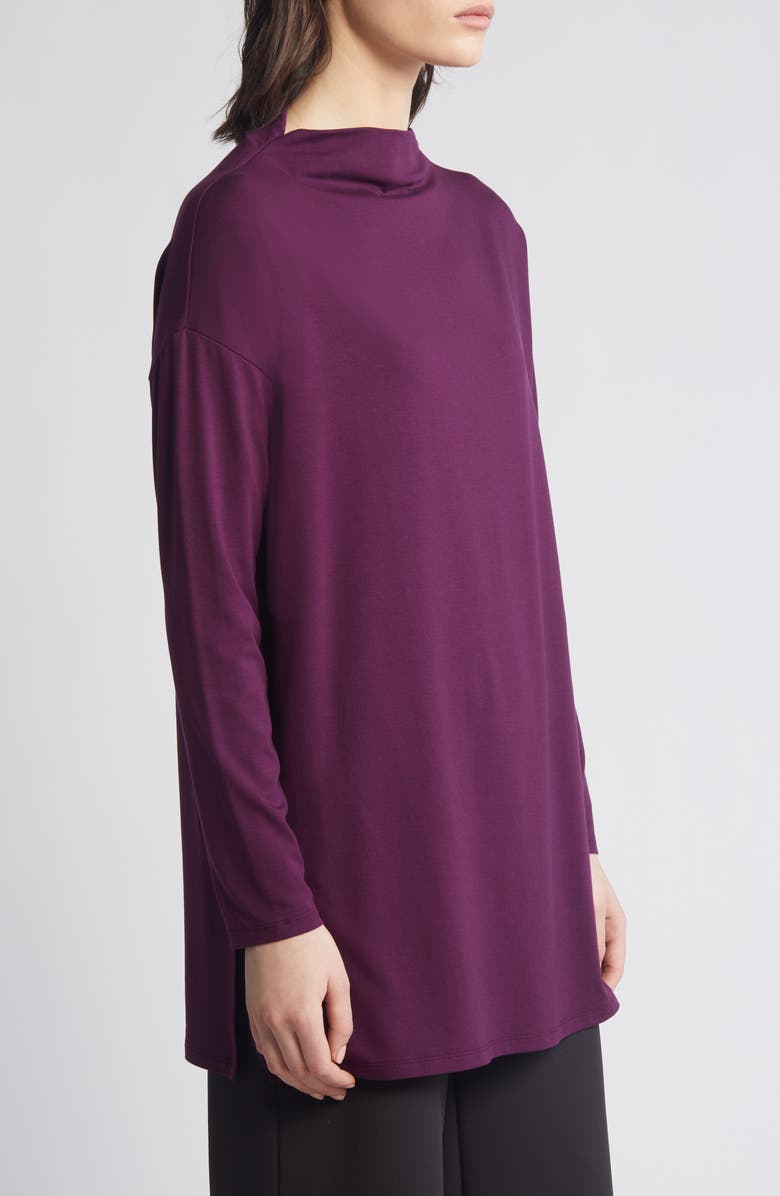 Funnel Neck Long Sleeve Boxy Tunic Top