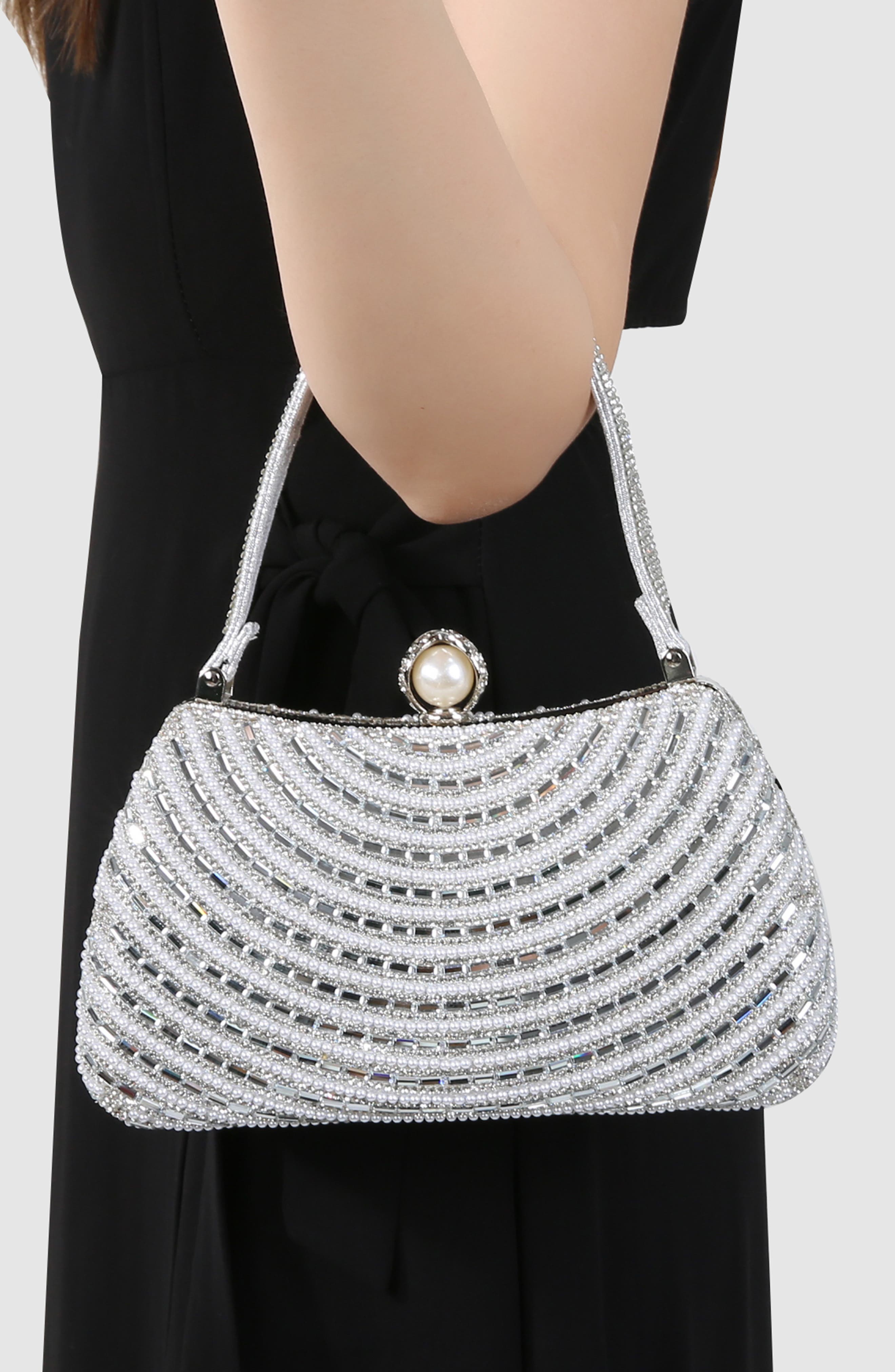 BERNESS Circle Rhinestone Design Shoulder Bag, Alternate, color, Silver