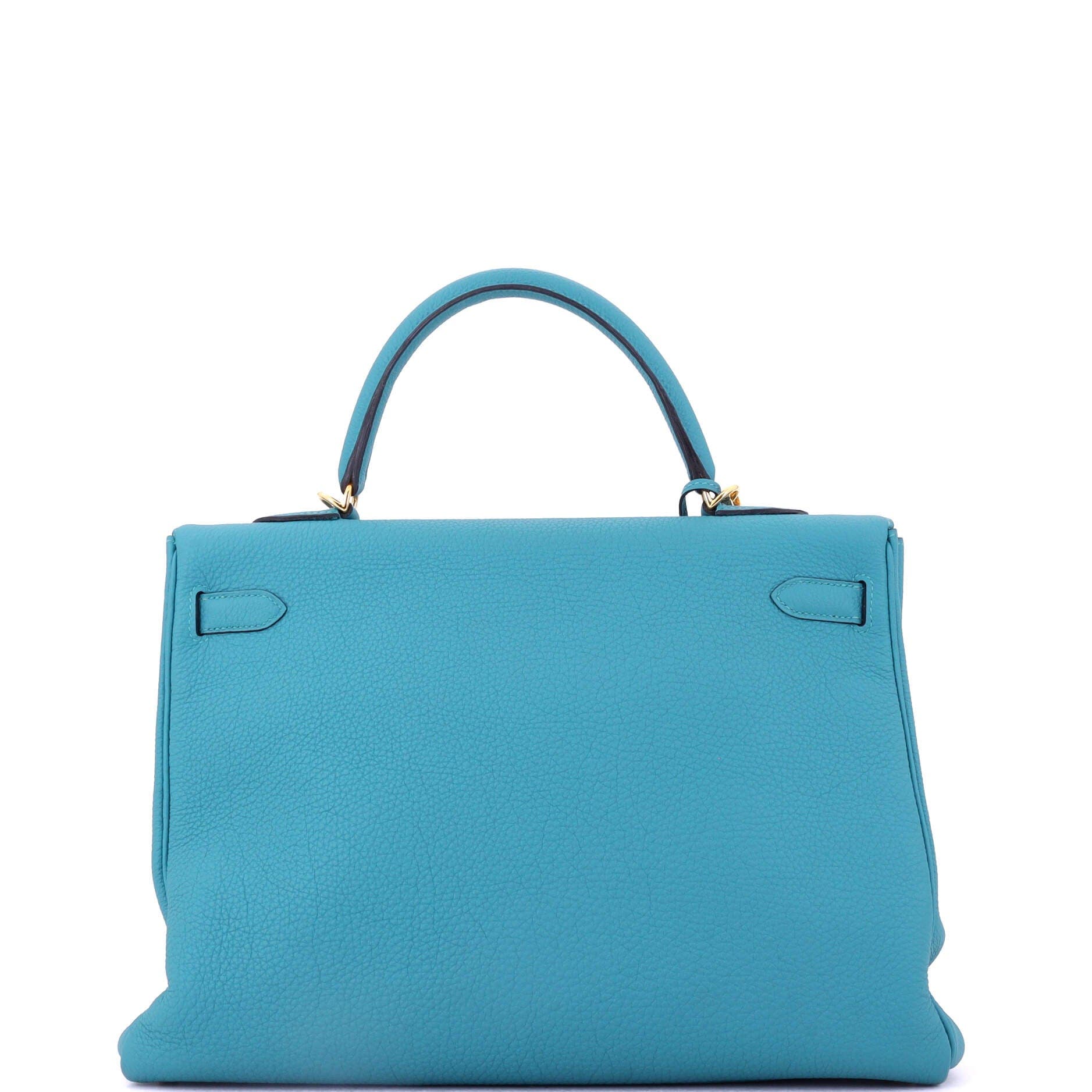 Pre-Owned Hermes Kelly Handbag Blue Togo with Gold Hardware 35, Alternate, color, Turquoise