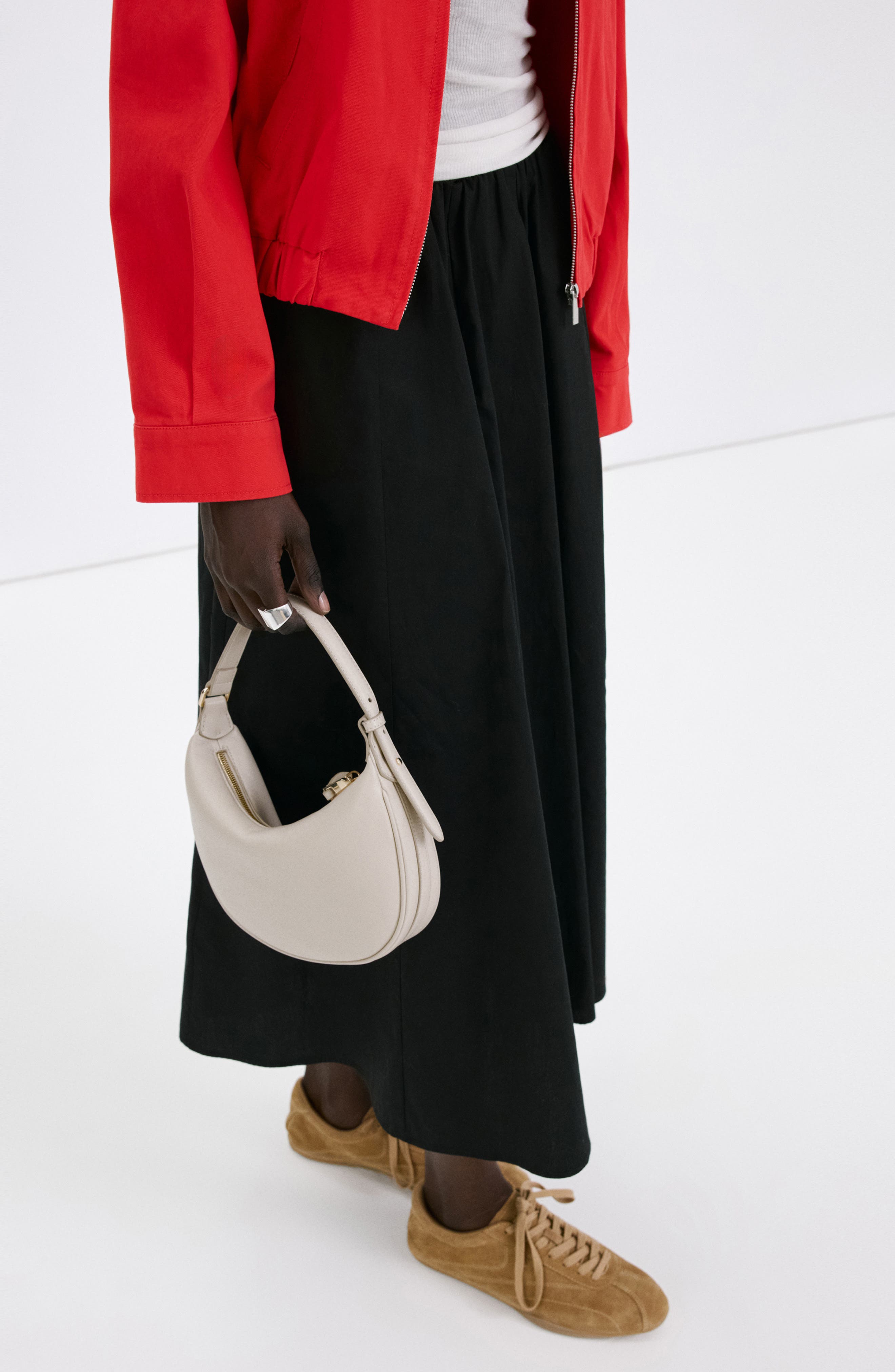 Oval Faux Leather Shoulder Bag, Alternate, color, OFF WHITE