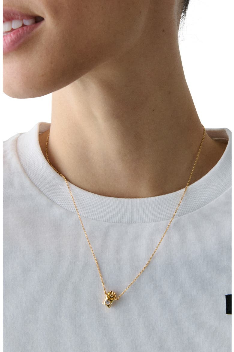 happy fry-day pendant necklace, Alternate, color, CLEAR/GOLD.