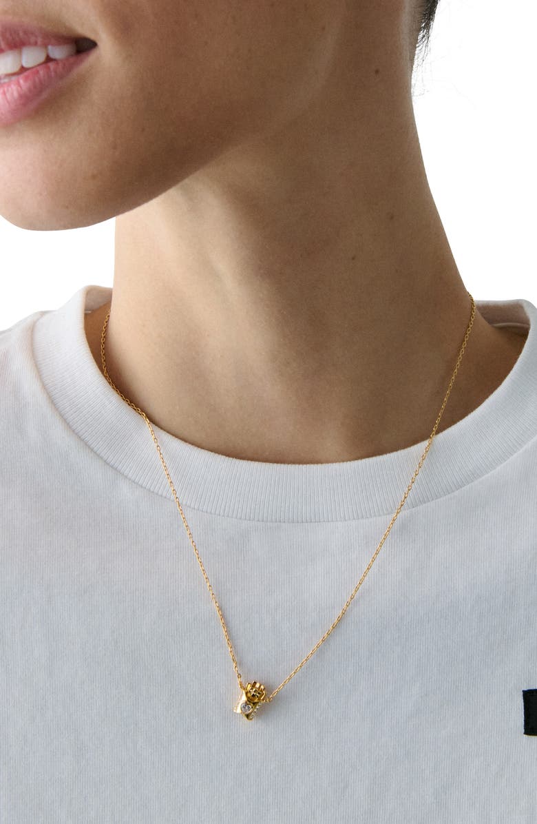 Kate Spade New York happy fry-day pendant necklace, Alternate, color, Clear/Gold.