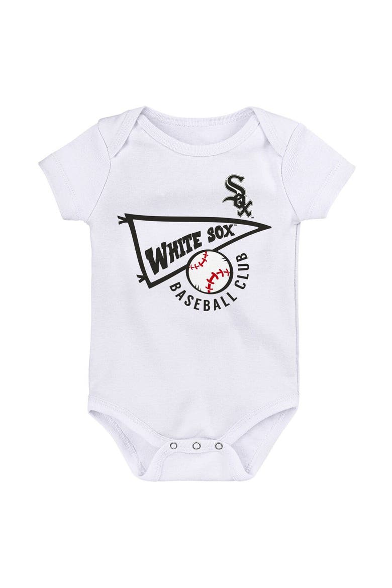 Newborn & Infant Black/White/Heather Gray Chicago White Sox Biggest Little Fan 3-Pack Bodysuit Set, Alternate, color, Black