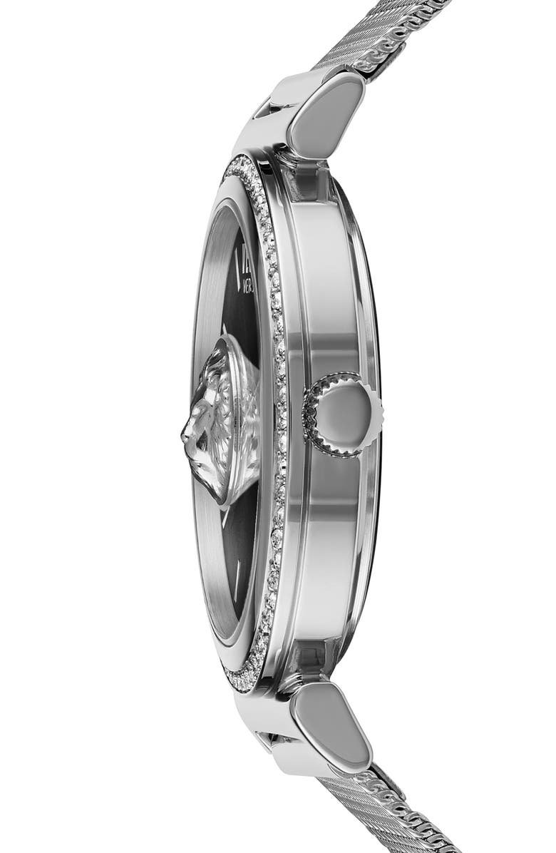 VERSUS Versace Brick Lane Mesh Strap Watch, 34mm, Alternate, color, Steel