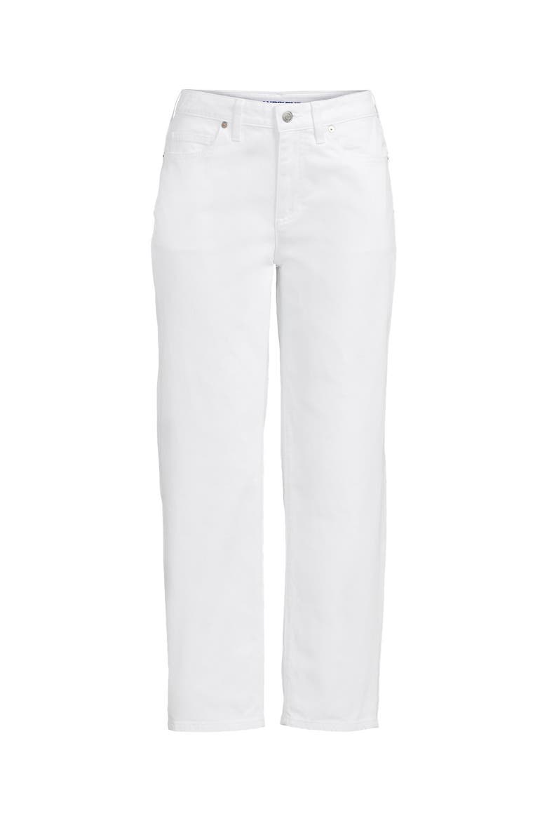 Plus Size Soft Denim Mid Rise Relaxed Straight Crop Jeans, Alternate, color, White