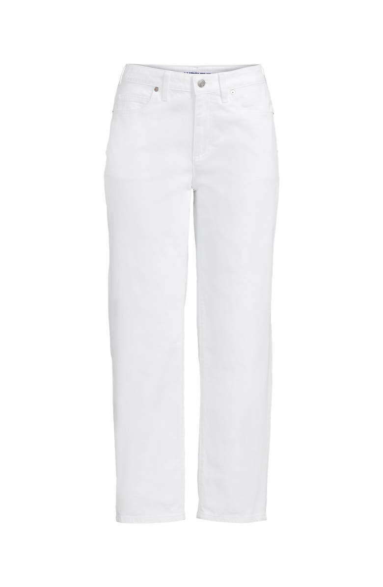 Lands' End Soft Denim Mid Rise Relaxed Straight Crop Jeans, Alternate, color, White