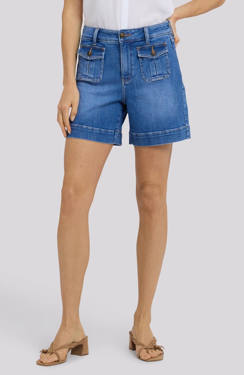 NYDJ Ella Patch Pocket Denim Shorts, Main, color, Salton