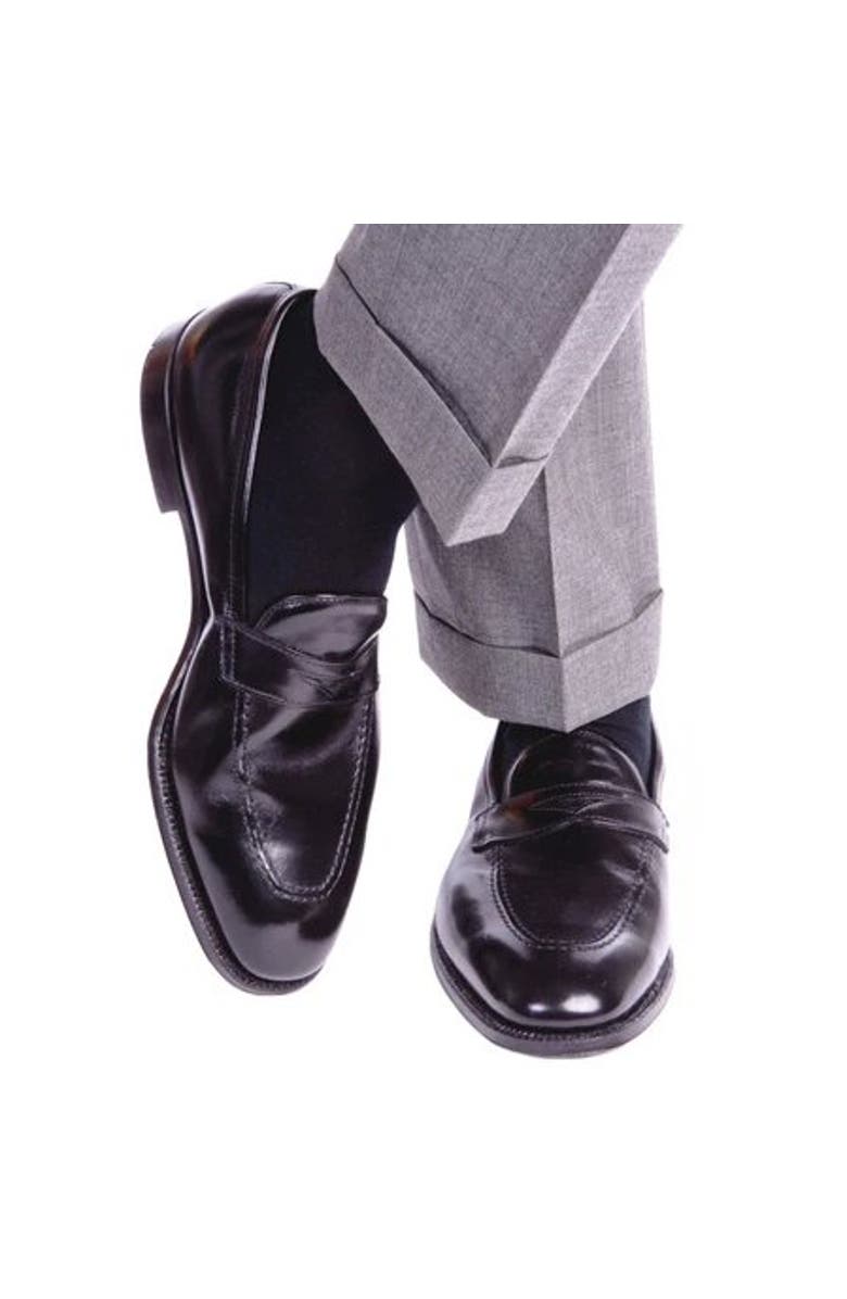 Trafalgar Sutton Fine Merino Wool Solid Color Ribbed Socks, Alternate, color, Black