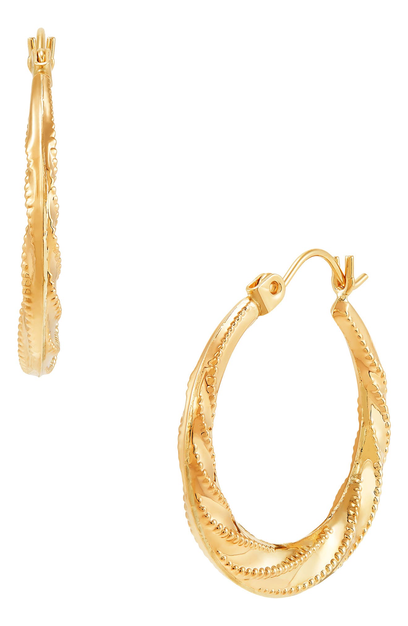 Frankie & Zoe 14K Yellow Gold Bead Textured Twisted Hoop Earrings