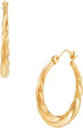 Frankie & Zoe 14K Yellow Gold Bead Textured Twisted Hoop Earrings