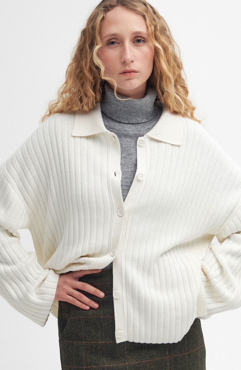 Barbour Claudette Cotton Blend Rib Cardigan, Alternate, color, 