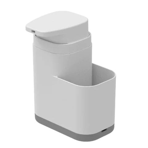 19 oz Clear Plastic Dish Soap Dispenser with Sponge Holder and Removable Tray
