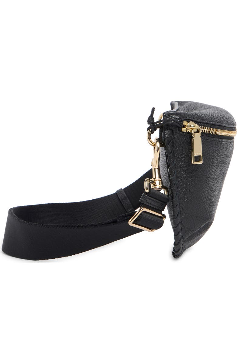 Rebecca Minkoff Darren Whipstitch Leather Belt Bag, Alternate, color, Black