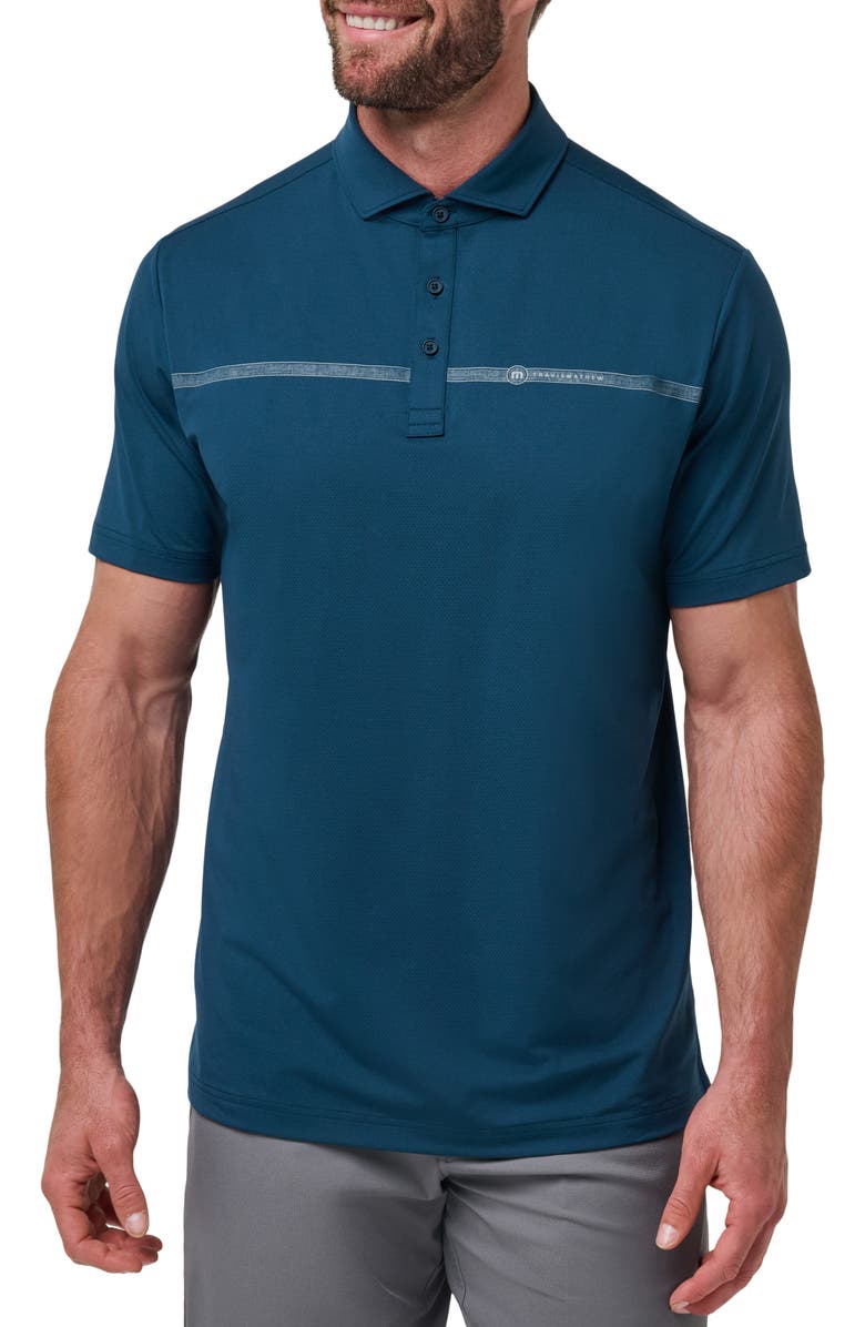 TravisMathew Heater Pro Chest Stripe Polo, Main, color, Titan