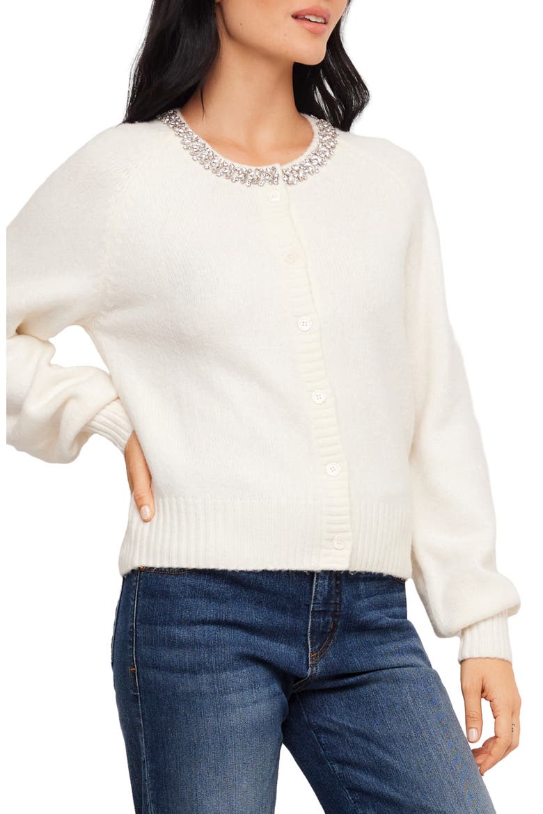 Embellished Cardigan, Alternate, color, CREAM