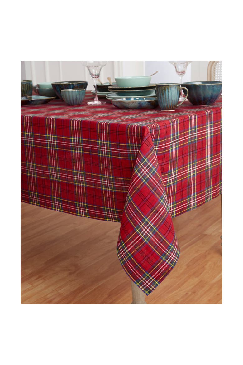 Linen Tablecloth - Classic Tartan Plaid, Alternate, color, Red