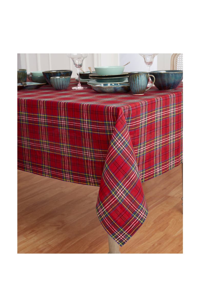 Solino Home Linen Tablecloth - Classic Tartan Plaid, Alternate, color, Red