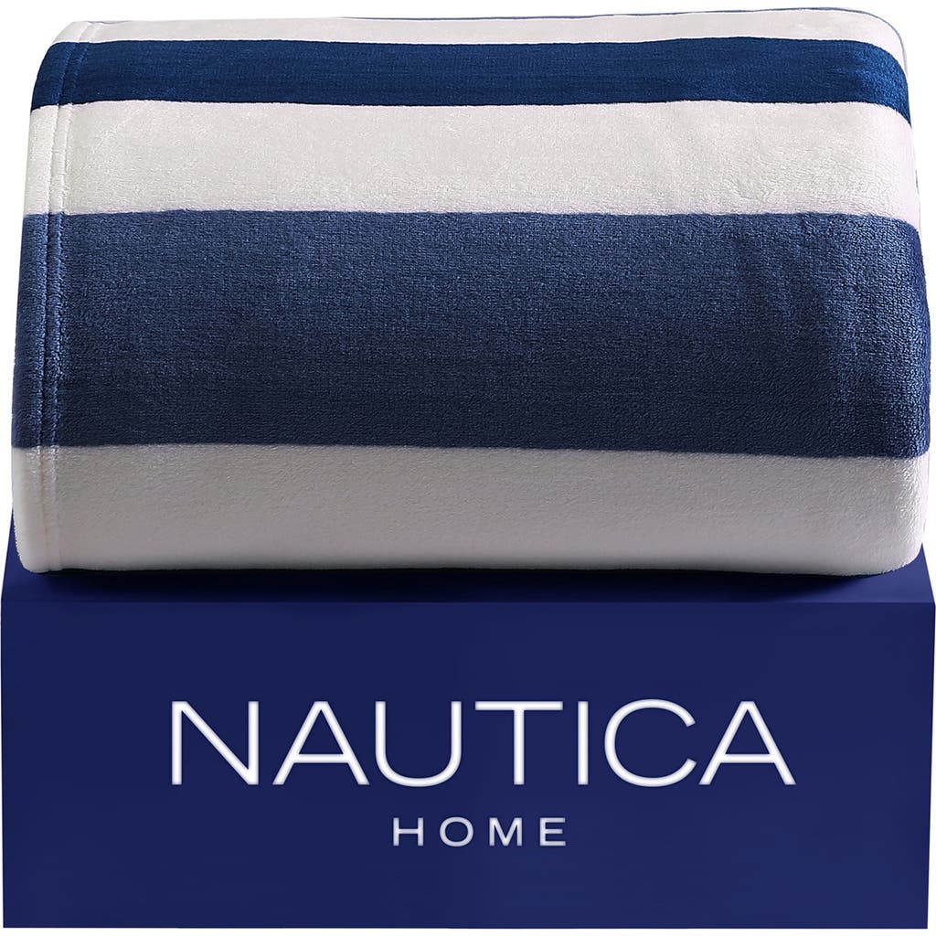 Nautica Awning Stripe Throw Blanket In Blue