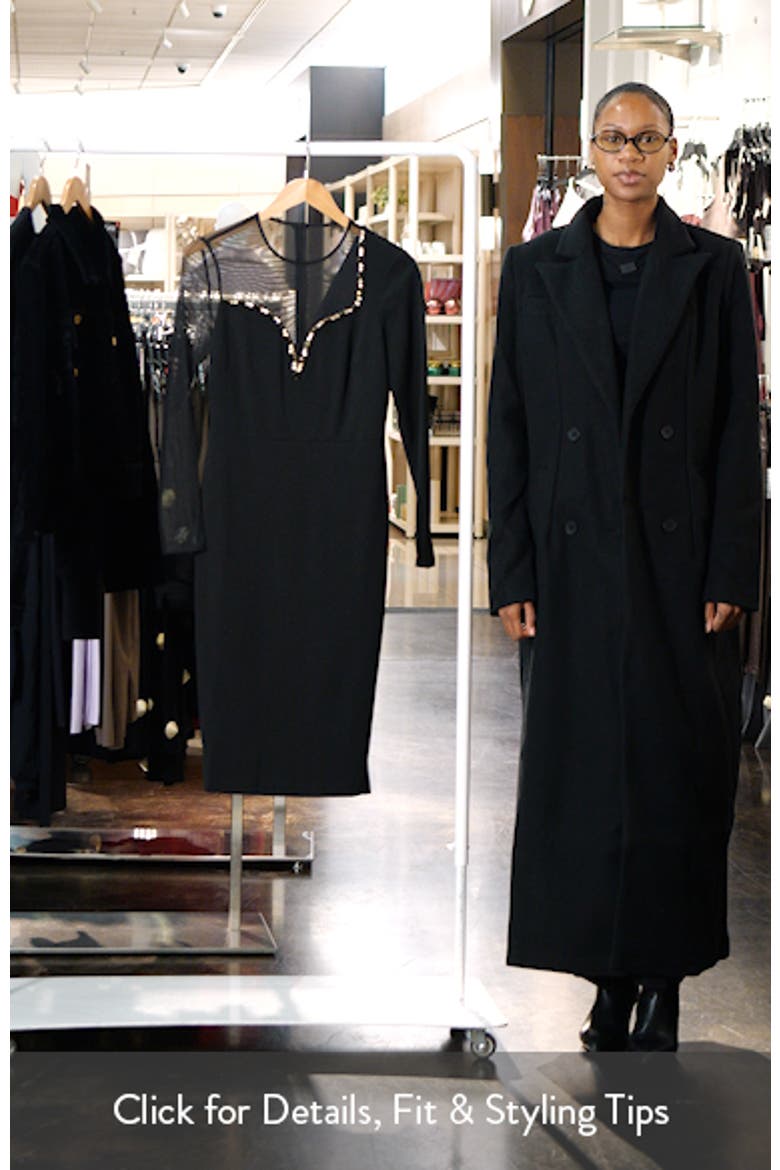 Long Sleeve Beaded Crepe Midi Dress video
