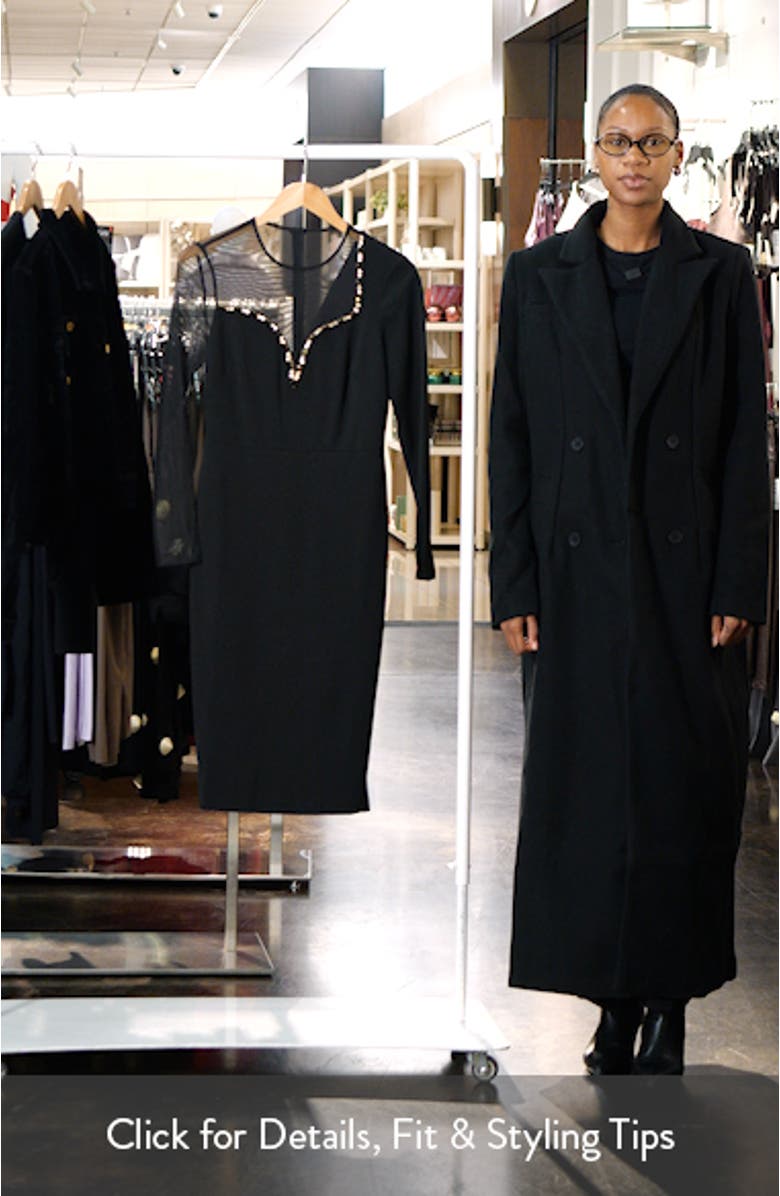 Long Sleeve Beaded Crepe Midi Dress, sales video thumbnail