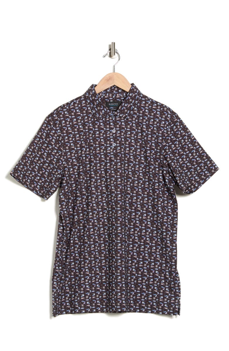 Bugatchi Victor Short Sleeve 8-Way Stretch OoohCotton<sup>®</sup> Knit Polo, Alternate, color, Midnight