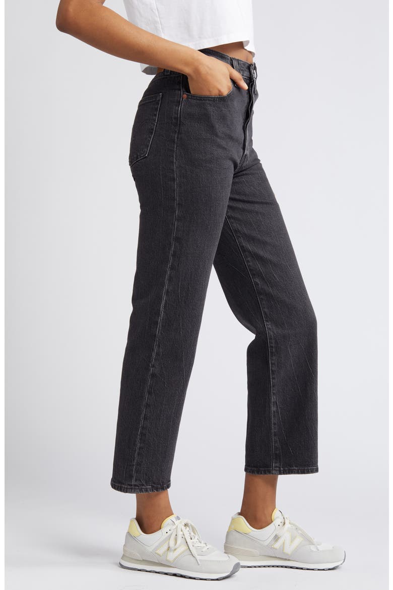 Ribcage Acid Wash High Waist Ankle Straight Leg Jeans, Alternate, color, SODA SPRING
