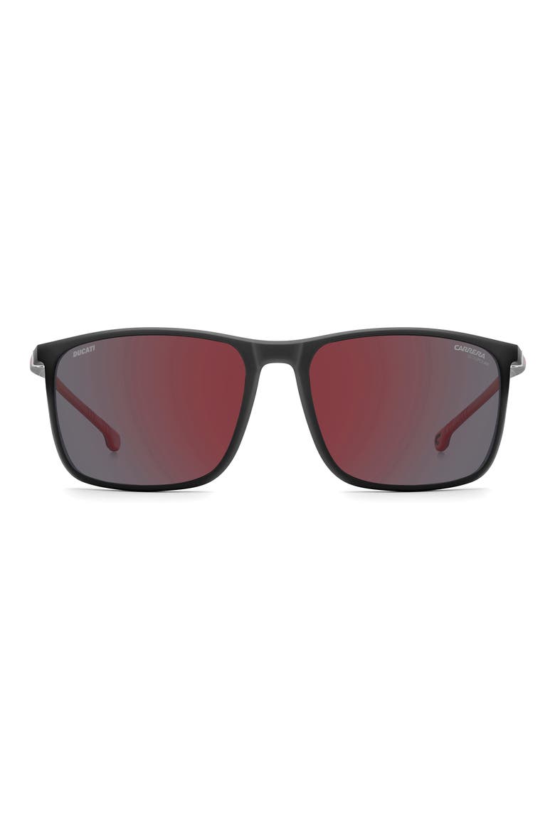 Carduc 071/S 59mm Polarized Rectangular Sunglasses, Main, color, MATTE BLACK/ REDSP PZ HCAR