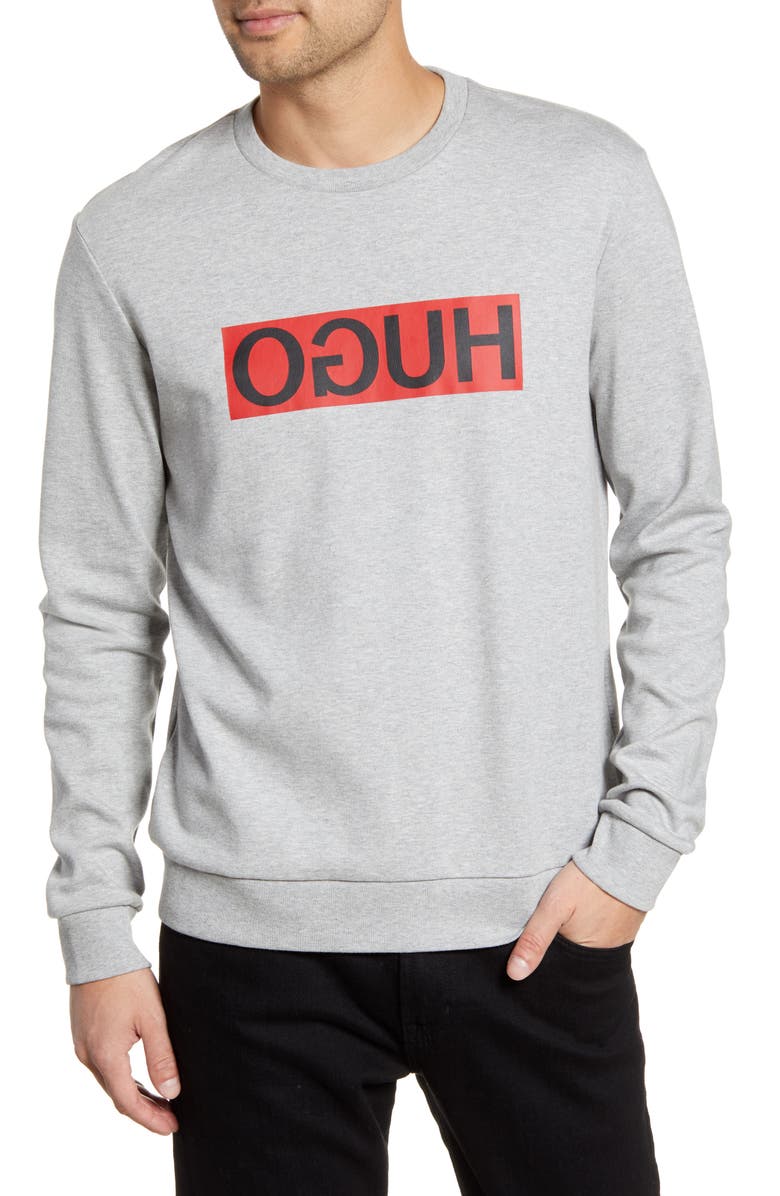HUGO Dicago Regular Fit Crewneck Sweatshirt, Main, color, Grey